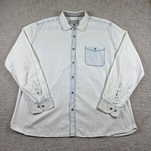 32 Bar Blues Mens XXXL Light Wash Blue Denim Button Down Long Sleeve Shirt